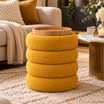 The Grange Mustard Storage Stool with Tray