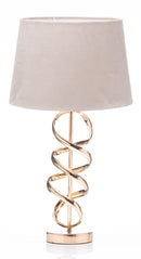 Golden Base Table Lamp with Beige Velvet Shade