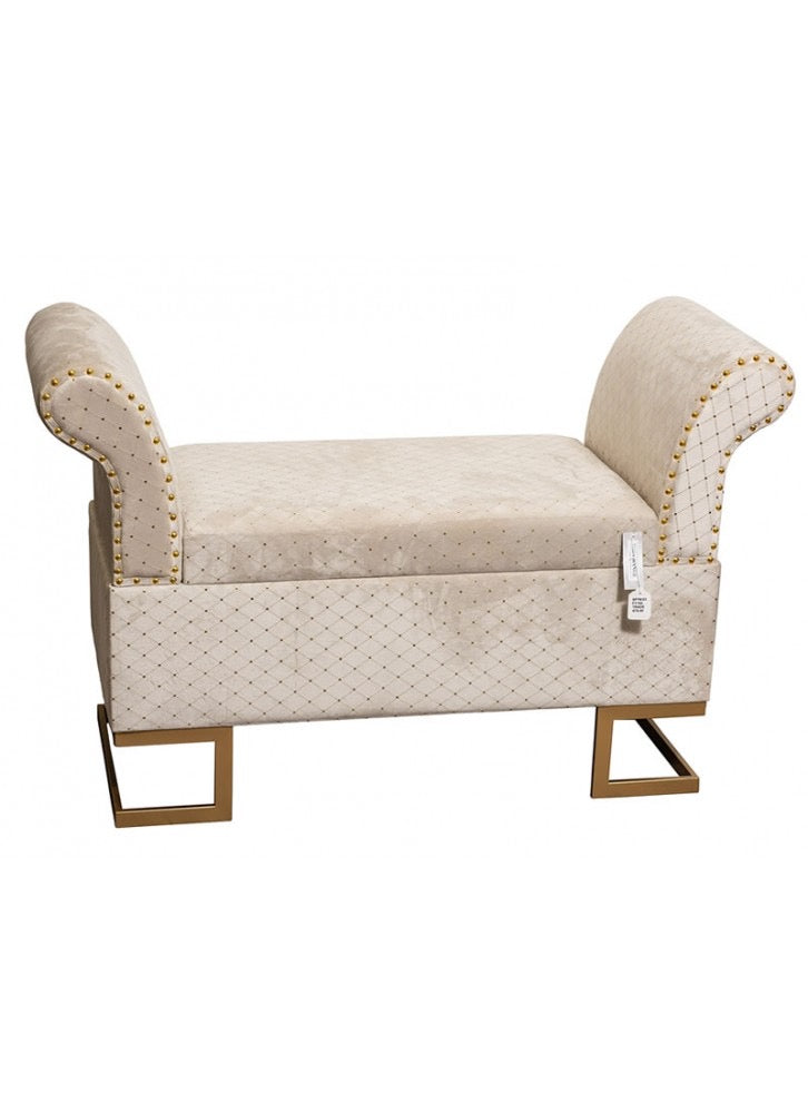 Luxury Cream  Love Seat with Storage