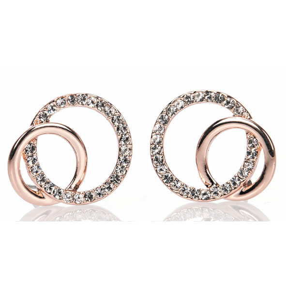 Rose Gold Diamanté Loop Earrings