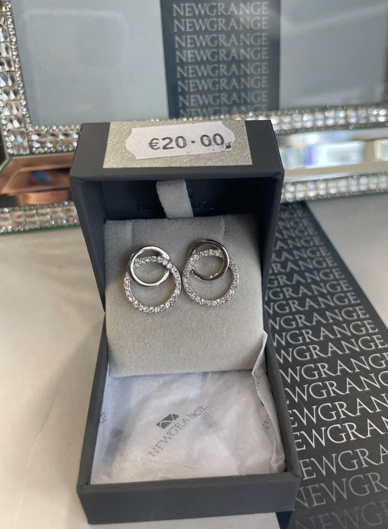 Silver Diamanté Loop Earrings
