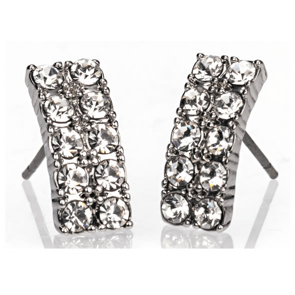 Silver Diamanté Bar Earrings