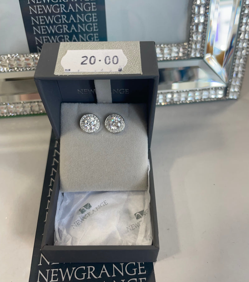 Silver White Stone & Diamanté Earrings
