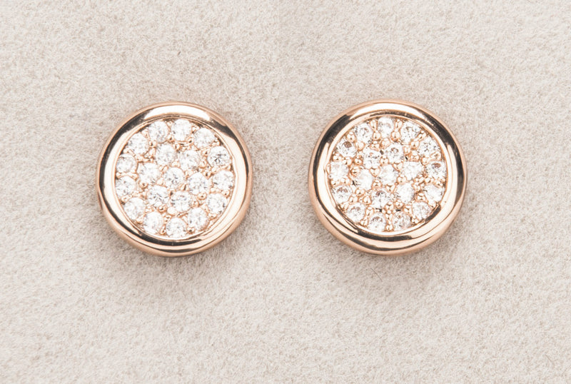 Newgrange Living Rose Gold Diamante Round Earrings