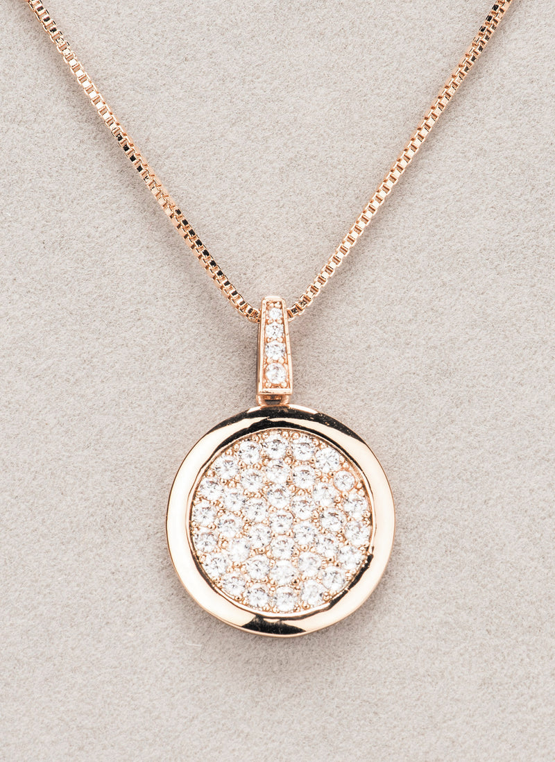 Newgrange Living Rose Gold Diamante Round Necklace