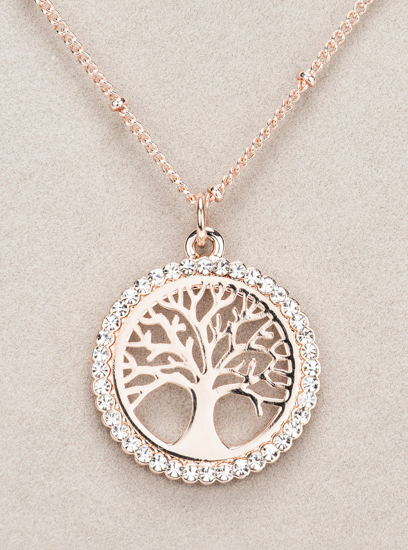 Newgrange Living Rose Gold Tree Of Life Necklace