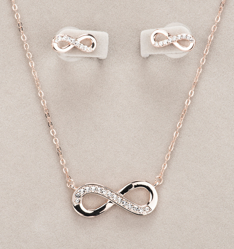 Newgrange Living Rosegold Infinity Necklace and Earring Set