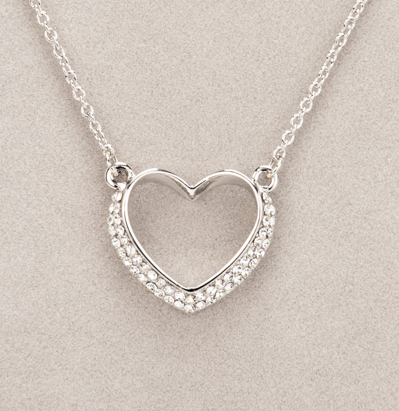 Newgrange Living Silver Diamante Heart Necklace