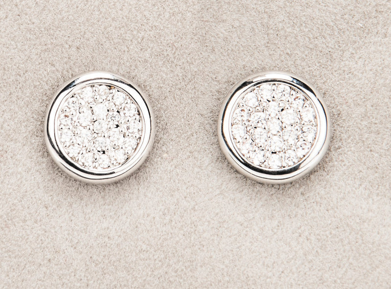 Newgrange Living Silver Diamante Round Earrings
