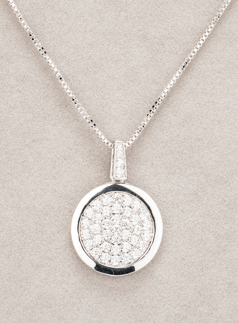 Newgrange Living Silver Diamante Round Necklace