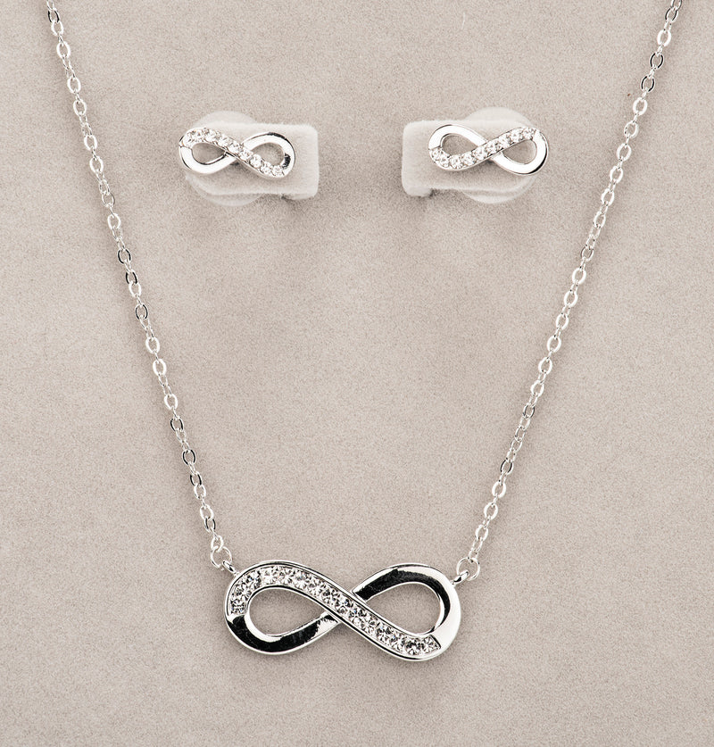 Newgrange Living Silver Infinity Necklace & Earring Set