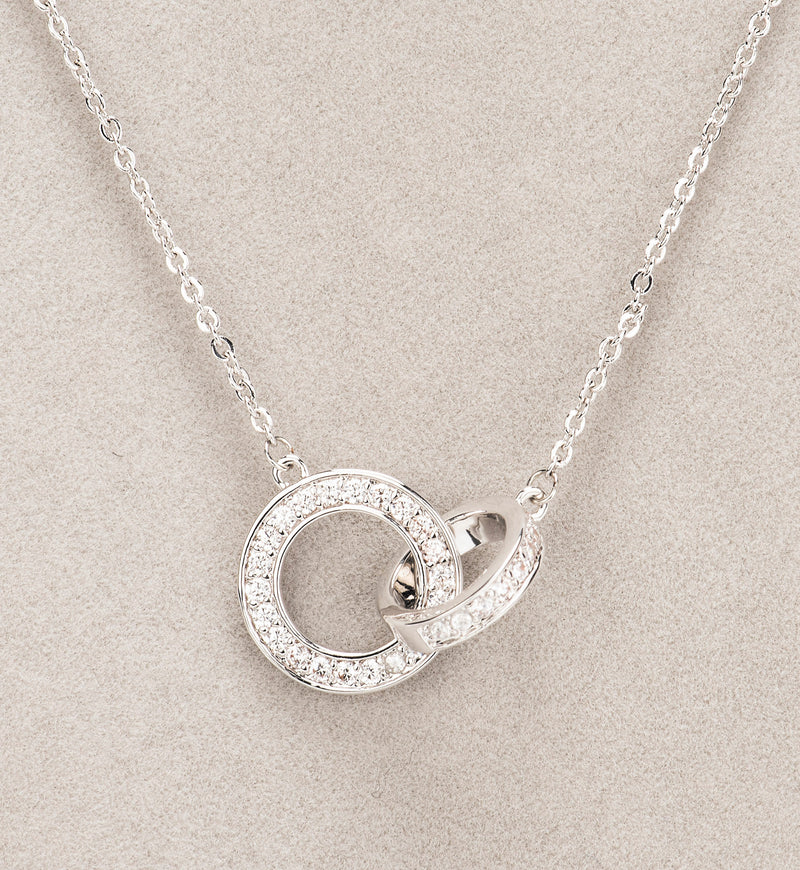 Newgrange Living Silver Interlocking Diamante Necklace