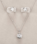 Newgrange Living Silver Large White Stone Necklace and Earring Set