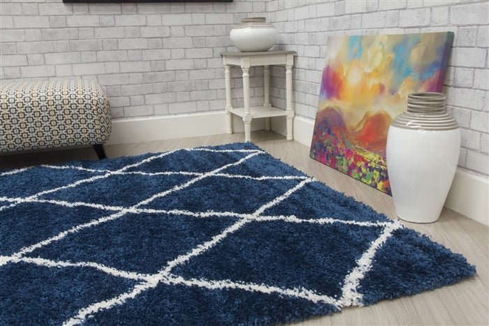 Fantasy Trellis Shaggy - Blue / Cream 120x170 