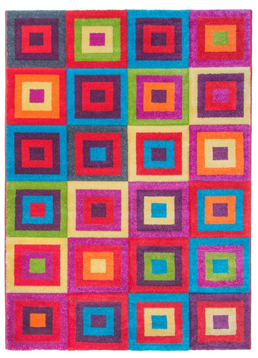 multicoloured square design rug 